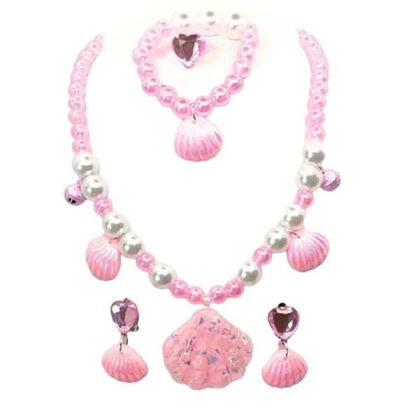💗 5PCS Barbie Costume Cosplay Movie Halloween Pink Sea Shell Jewelry Set NEW - Picture 6 of 7